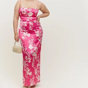 Reformation Frankie Silk Dress Hothouse Pink - Size 14